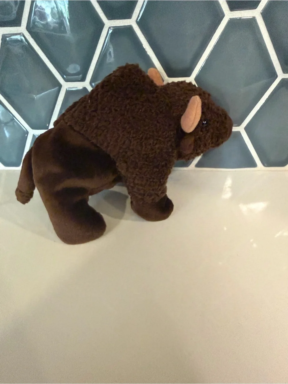 Ty Plush Brown Buffalo with Red Heart Tag